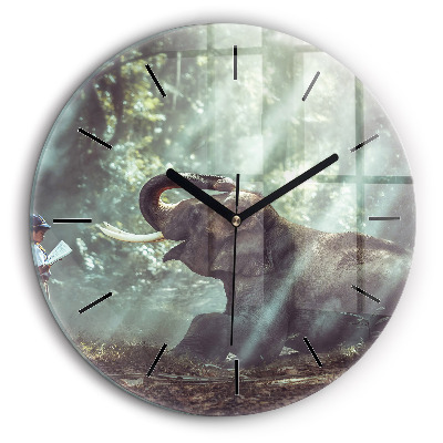 Horloge ronde en verre 60 cm Garçon lisant un livre