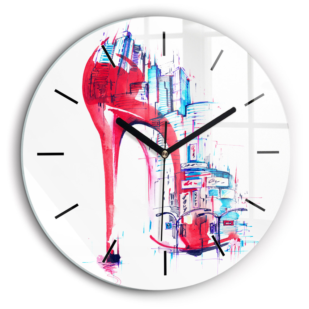 Horloge ronde en verre 60 cm Talon rouge