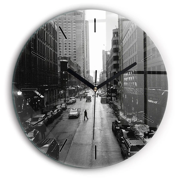 Horloge ronde 60 cm Rue de la ville de Chicago