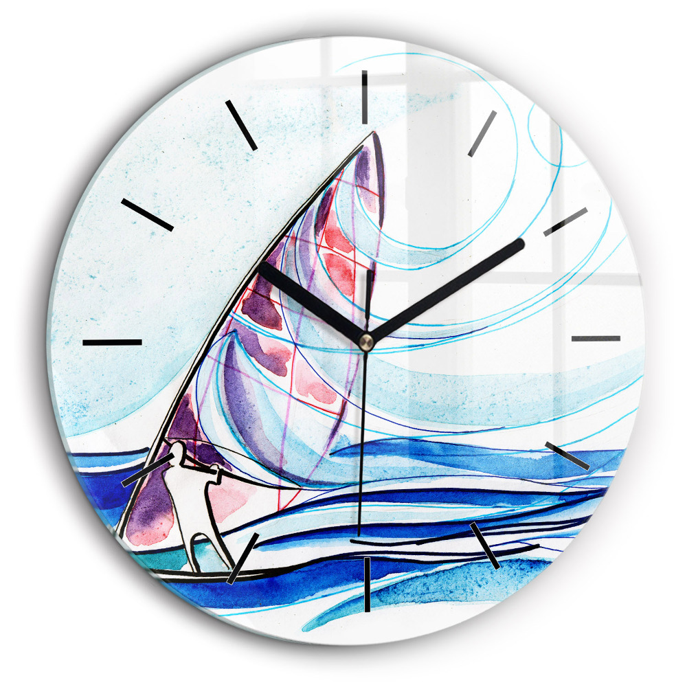 Pendule murale ronde 60 cm Planche de surf