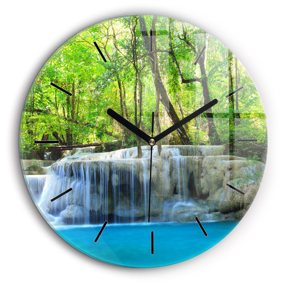 Pendule murale ronde 60 cm Chute d'eau dans la forêt