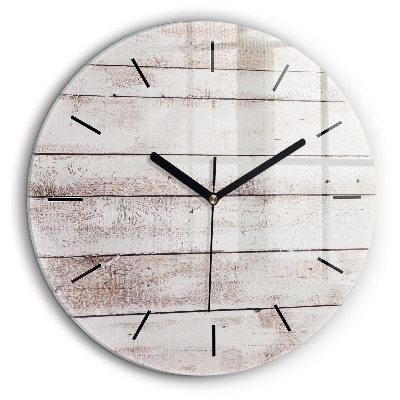 Horloge ronde en verre 60 cm Planches de bois clair