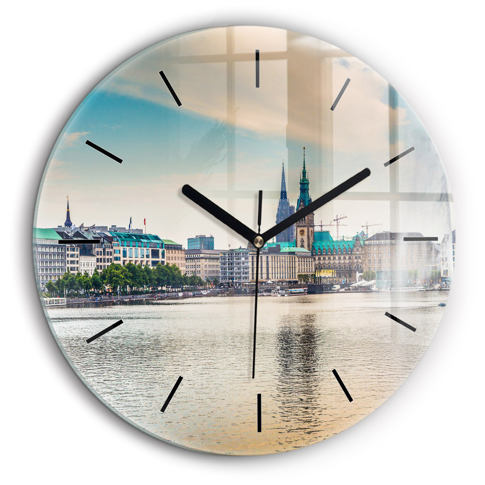 Horloge ronde en verre 60 cm Binnenalster à Hambourg