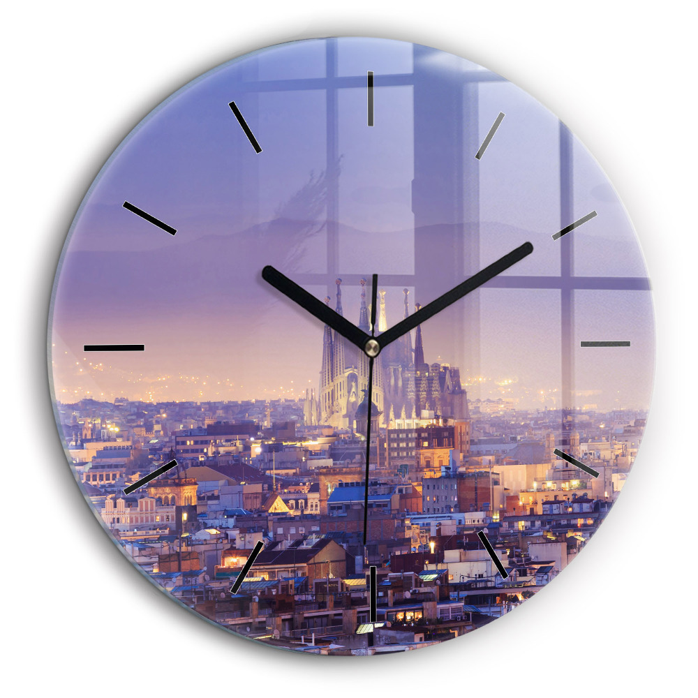Horloge ronde murale 60 cm Vue de Barcelone