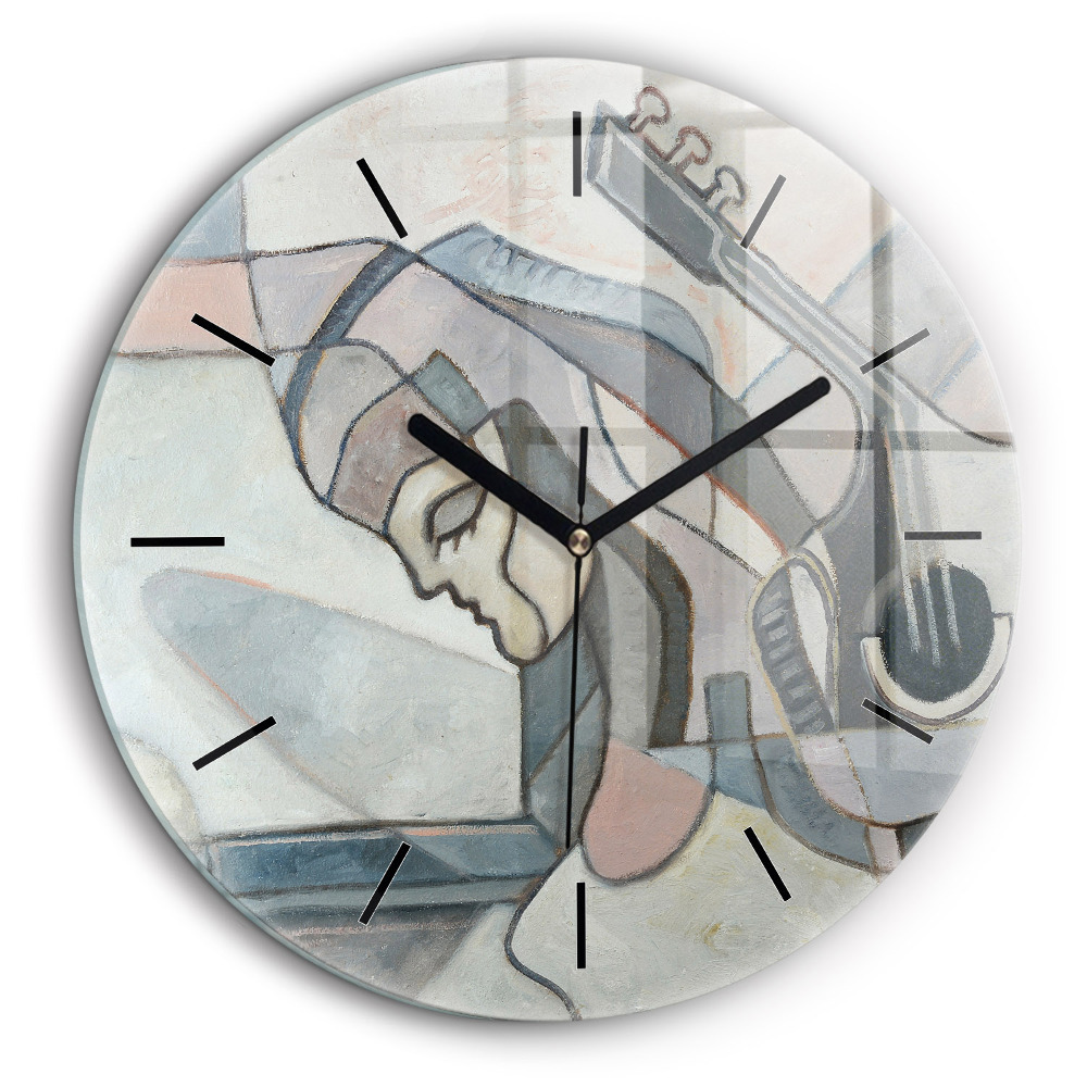 Horloge ronde en verre 60 cm Peinture abstraite