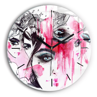 Horloge ronde 60 cm Abstraction aux multiples visages