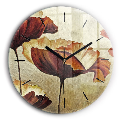 Horloge ronde 60 cm Coquelicots peints