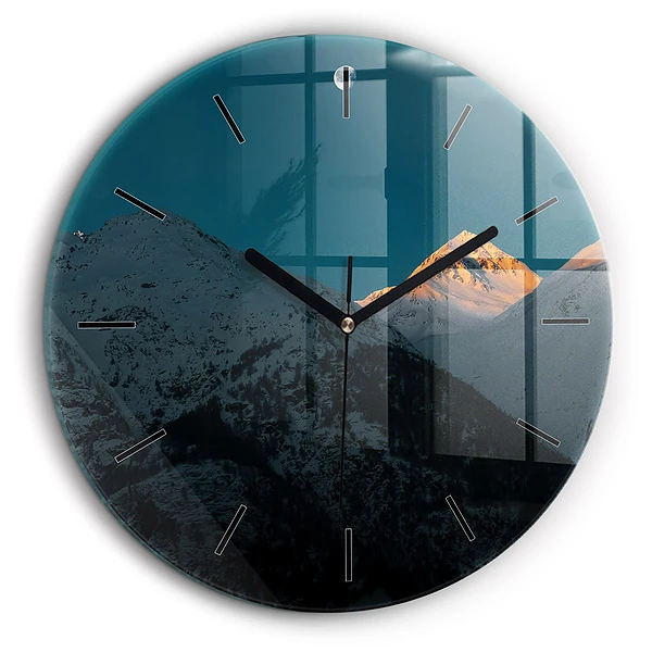 Horloge ronde murale 60 cm Coucher de soleil dans les montagnes