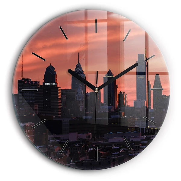 Horloge ronde murale 60 cm Panorama de Philadelphie