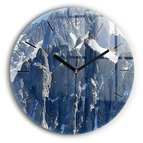 Pendule murale ronde 60 cm Les Alpes en hiver