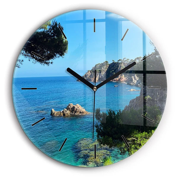 Horloge ronde en verre 60 cm Côte de la Costa Brava