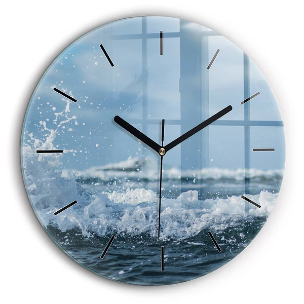 Horloge ronde murale 60 cm Photo de vagues en mer