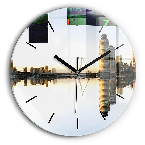 Horloge ronde murale 60 cm Ville au bord de la rivière