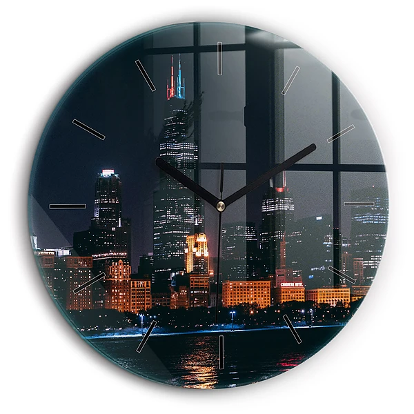 Pendule murale ronde 60 cm Paysage urbain de Chicago