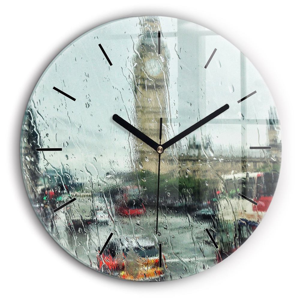 Horloge ronde 60 cm Londres sous la pluie