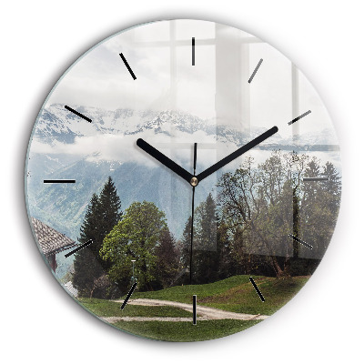 Horloge ronde 60 cm Vue sur les montagnes