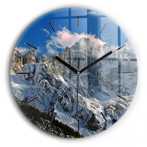 Pendule murale ronde 60 cm Montagnes sous un ciel bleu