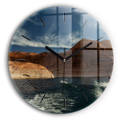 Pendule murale ronde 60 cm Personne sur des skis nautiques