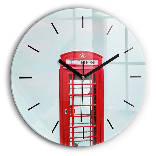 Horloge ronde en verre 60 cm Cabine téléphonique
