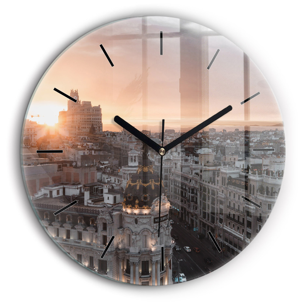 Horloge ronde murale 60 cm Villes au coucher du soleil
