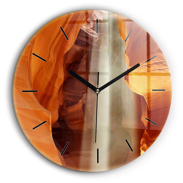 Horloge ronde en verre 60 cm Canyon du désert