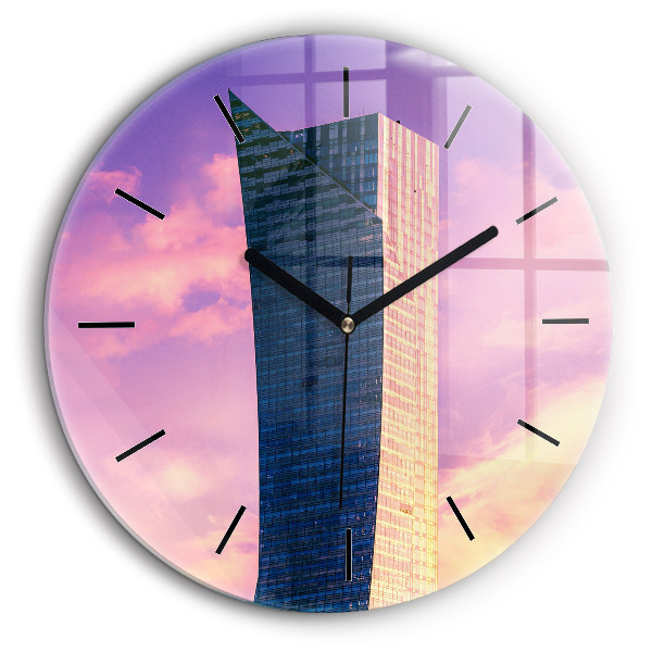 Horloge ronde en verre 60 cm Gratte-ciel à Varsovie