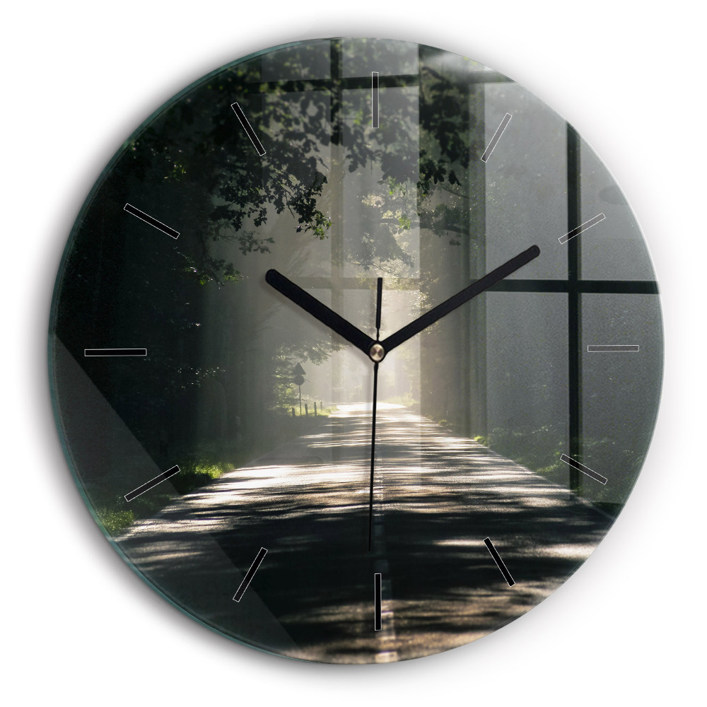 Pendule murale ronde 60 cm Route forestière