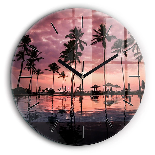 Horloge ronde murale 60 cm Palmiers à Hawaï