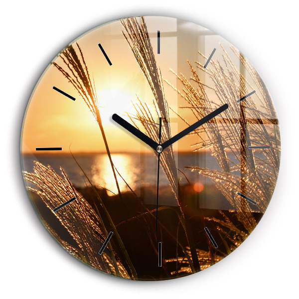 Horloge ronde en verre 60 cm Blé sous le soleil doré