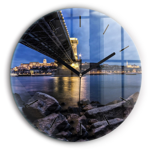 Horloge ronde 60 cm Rivage rocheux sous le pont