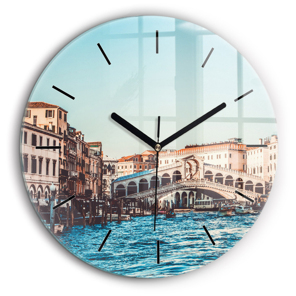 Horloge ronde murale 60 cm Le pont du Rialto à Venise
