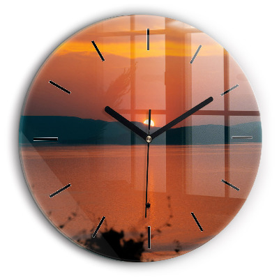 Pendule murale ronde 60 cm Lac Balaton le soir