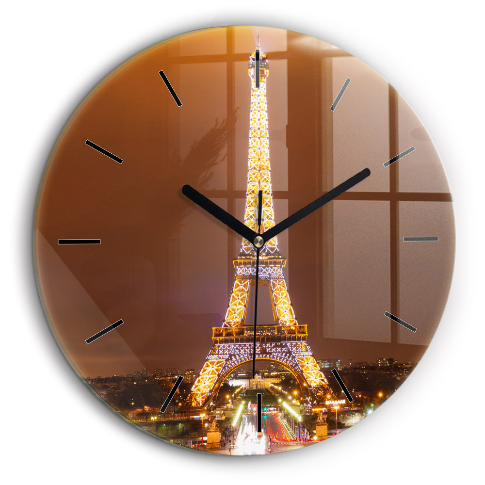 Horloge ronde murale 60 cm Tour Eiffel illuminée