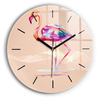 Pendule murale ronde 60 cm Illustration d'un flamant rose